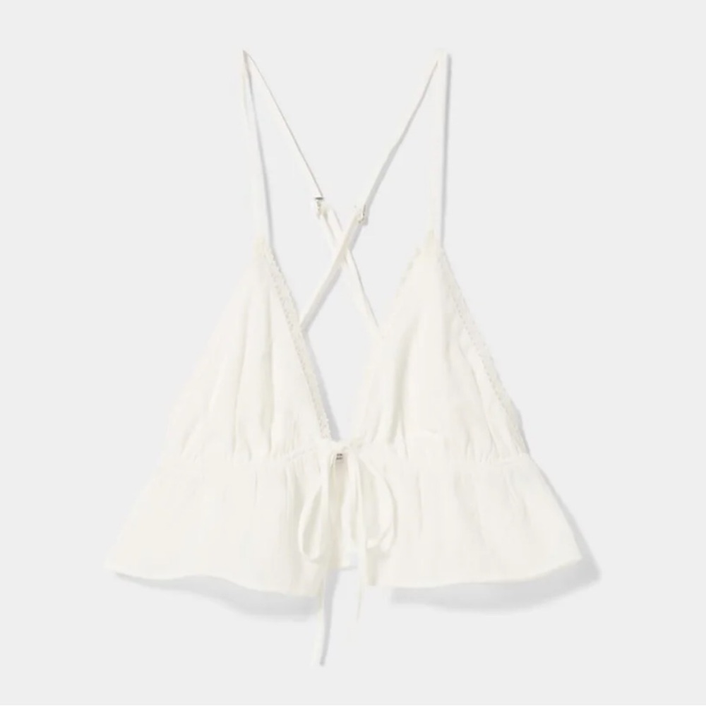 Bershka Crepe top with lace trim